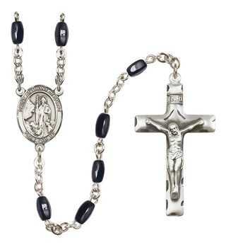 Silver Plated 8x5mm Black Saint Anthony of Egypt Rosary