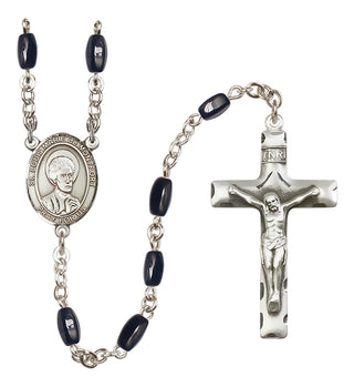 Silver Plated 8x5mm Black Saint Louis Marie de Montfort Rosary