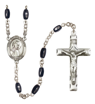 Silver Plated 8x5mm Black Saint Edmund Campion Rosary