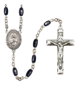 Silver Plated 8x5mm Black Corazon Inmaculado de Maria Rosary