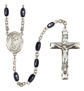 Silver Plated 8x5mm Black Saint Adrian of Nicomedia Rosary