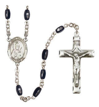 Silver Plated 8x5mm Black Saint John Chrysostom Rosary