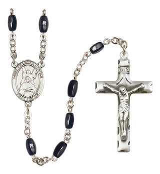 Silver Plated 8x5mm Black Saint Frances of Rome Rosary