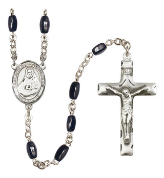 Silver Plated 8x5mm Black Saint Rose Philippine Duchesne Rosary