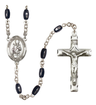 Silver Plated 8x5mm Black Saint Simon the Apostle Rosary