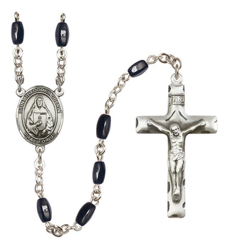 Silver Plated 8x5mm Black Saint Theodora Rosary