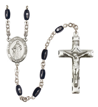 Silver Plated 8x5mm Black Our Lady the Undoer of Knots Rosary