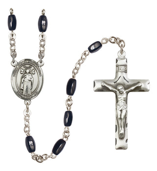 Silver Plated 8x5mm Black Saint Ivo of Kelmartin Rosary