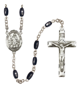 Silver-Plated 8x5mm Saint Bernadine of Sienna  Engraved Catholic Rosaries