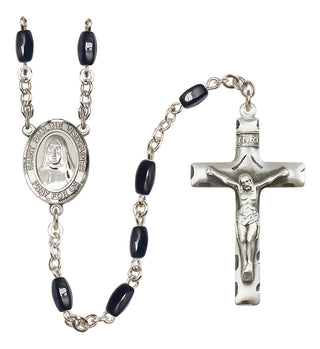 Silver Plated 8x5mm Black Saint Pauline Visintainer Rosary