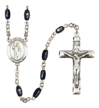 Silver Plated 8x5mm Black Saint Columbkille Rosary