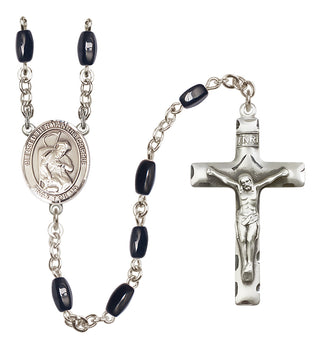 Silver Plated 8x5mm Black Blessed Herman the Cripple Rosary