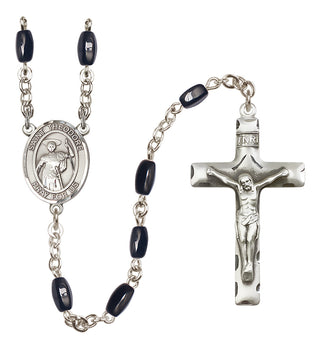 Silver Plated 8x5mm Black Saint Theodore Stratelates Rosary
