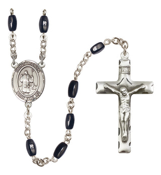 Silver-Plated 8x5mm Saint Maron  Engraved Catholic Rosaries