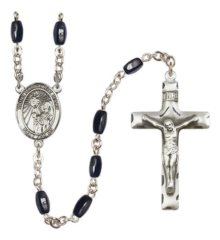 Silver Plated 8x5mm Black Saint Margaret Mary Alacoque Rosary
