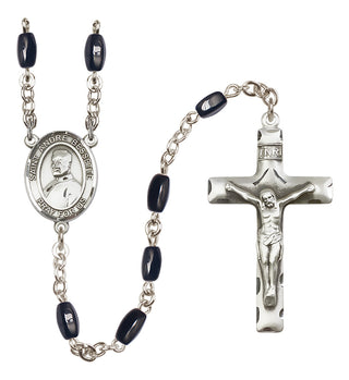 Silver Plated 8x5mm Black Saint Andre Bessette Rosary