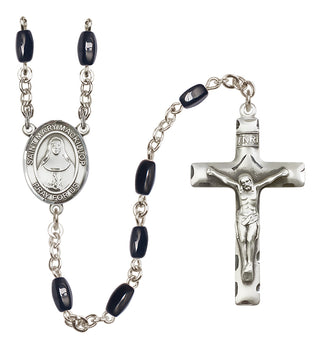 Silver Plated 8x5mm Black Saint Mary Mackillop Rosary