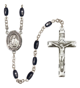 Silver Plated 8x5mm Black Saint Maria Bertilla Boscardin Rosary