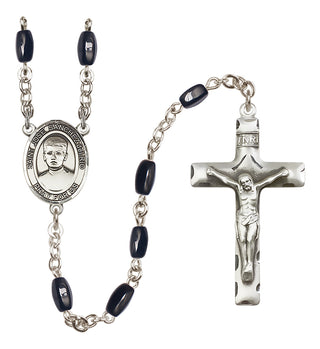 Silver Plated 8x5mm Black Saint Jose Sanchez del Rio Rosary