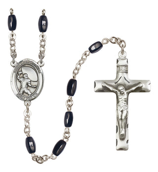 Silver-Plated 8x5mm Saint Christopher / Football Rosary