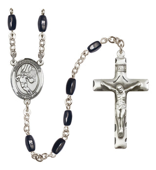 Silver-Plated 8x5mm Saint Christopher/Basketball Rosary