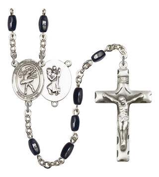 Saint Christopher and Dance Rosary with Black Onyx Beads
