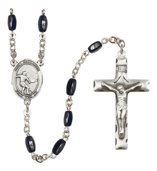 Silver-Plated 8x5mm Saint Sebastian / Soccer Rosary
