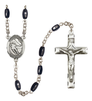 Silver-Plated 8x5mm Saint Sebastian / Hockey Rosary