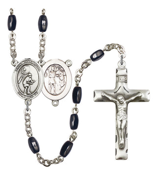 Saint Sebastian and Tennis Rosary with Black Onyx Beads