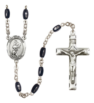Silver-Plated 8x5mm Saint Sebastian/Softball Rosary