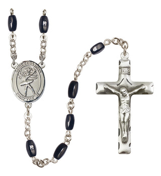Silver-Plated 8x5mm Saint Sebastian / Dance Rosary