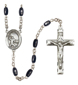 Silver-Plated 8x5mm Guardian Angel/Football Rosary