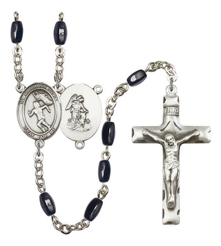 Guardian Angel and Track&Field Rosary with Black Onyx Beads