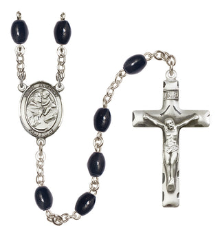Silver-Plated 8x6mm Saint Anthony of Padua  Engraved Catholic Rosaries