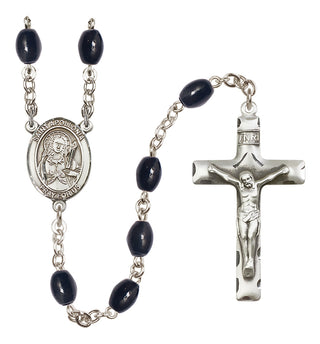 Silver Plated 8x6mm Black Saint Apollonia Rosary
