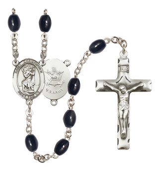 Silver-Plated 8x6mm Saint Christopher / Army Rosary