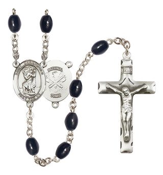 Silver-Plated 8x6mm Saint Christopher / Nat'l Guard Rosary