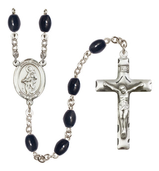 Silver-Plated 8x6mm Saint Jane of Valois  Engraved Catholic Rosaries