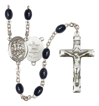 Silver-Plated 8x6mm Saint George / Army Rosary