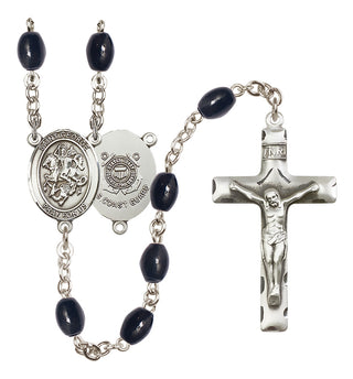 Silver-Plated 8x6mm Saint George / Coast Guard Rosary