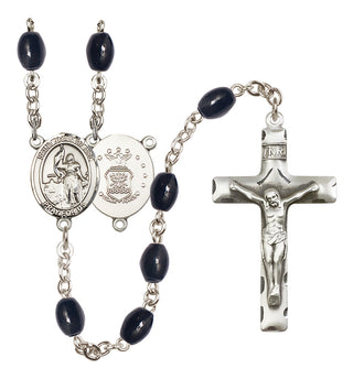 Silver-Plated 8x6mm Saint Joan of Arc / Air Force Rosary