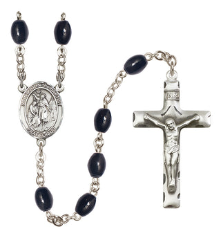 Silver Plated 8x6mm Black Saint John the Baptist Rosary
