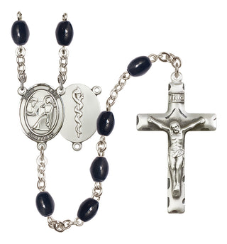 Silver-Plated 8x6mm Saint Luke the Apostle / Doctor Rosary