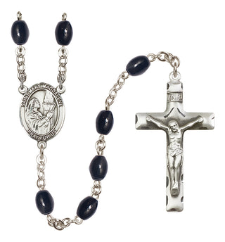 Silver Plated 8x6mm Black Saint Mary Magdalene Rosary