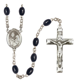 Silver Plated 8x6mm Black Saint Margaret Mary Alacoque Rosary