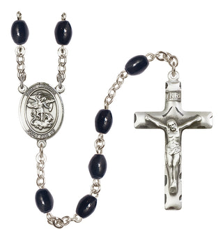 Silver-Plated 8x6mm Saint Michael the Archangel  Engraved Catholic Rosaries