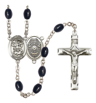 Silver-Plated 8x6mm Saint Michael the Archangel/Policeman Rosary