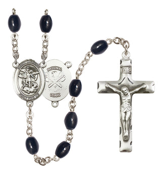 Silver-Plated 8x6mm Saint Michael / Nat'l Guard Rosary