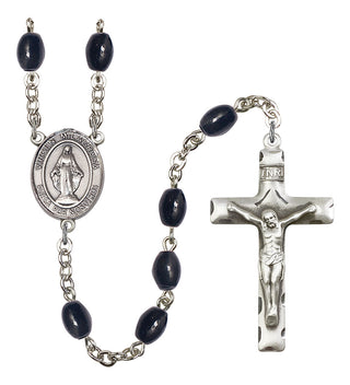 Virgen Milagrosa Rosary with 8X6mm Black Onyx Beads