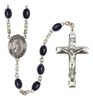 Silver-Plated 8x6mm San Peregrino  Engraved Catholic Rosaries